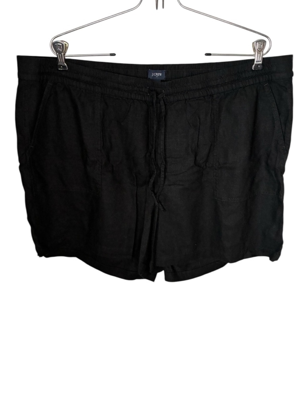 J.Crew Shorts Women’s XXL Black Linen Blend Elastic Waist Drawstring LIKE NEW! - Picture 2 of 6